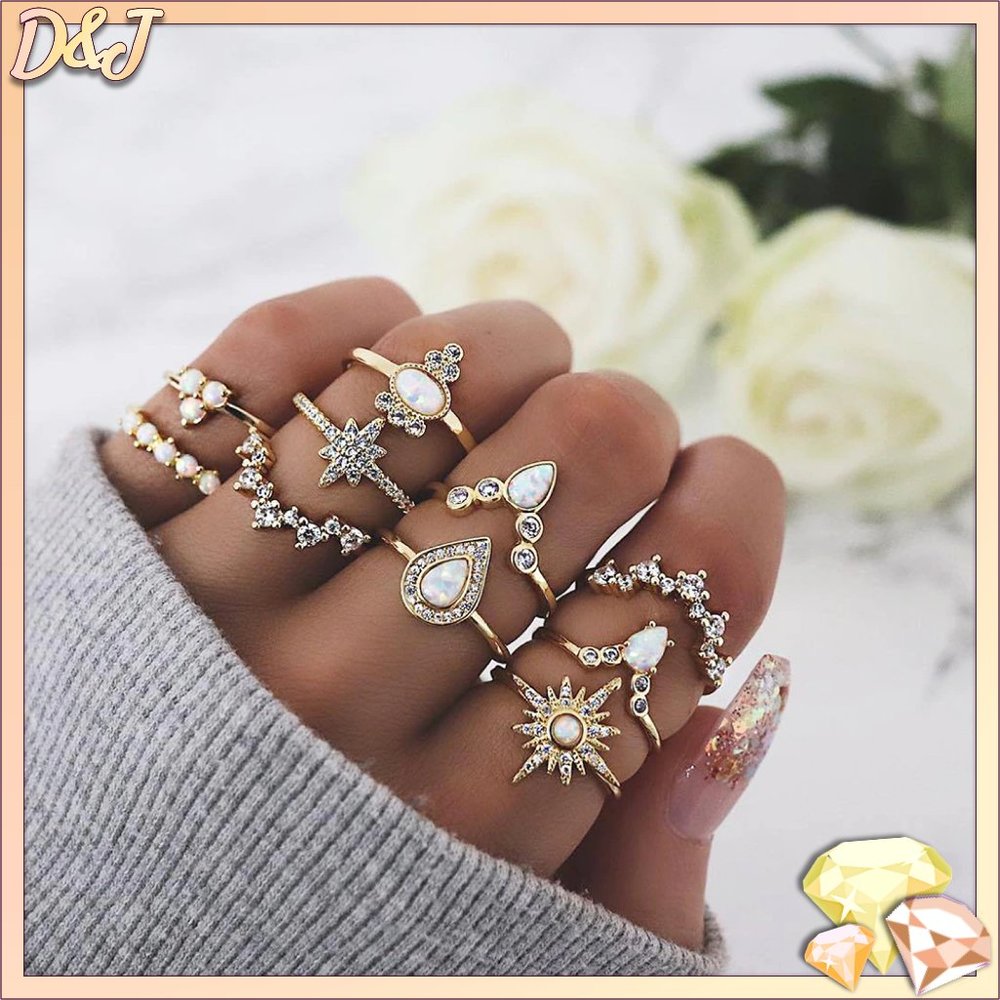 💎✨ Sparkling Opal Ring Set